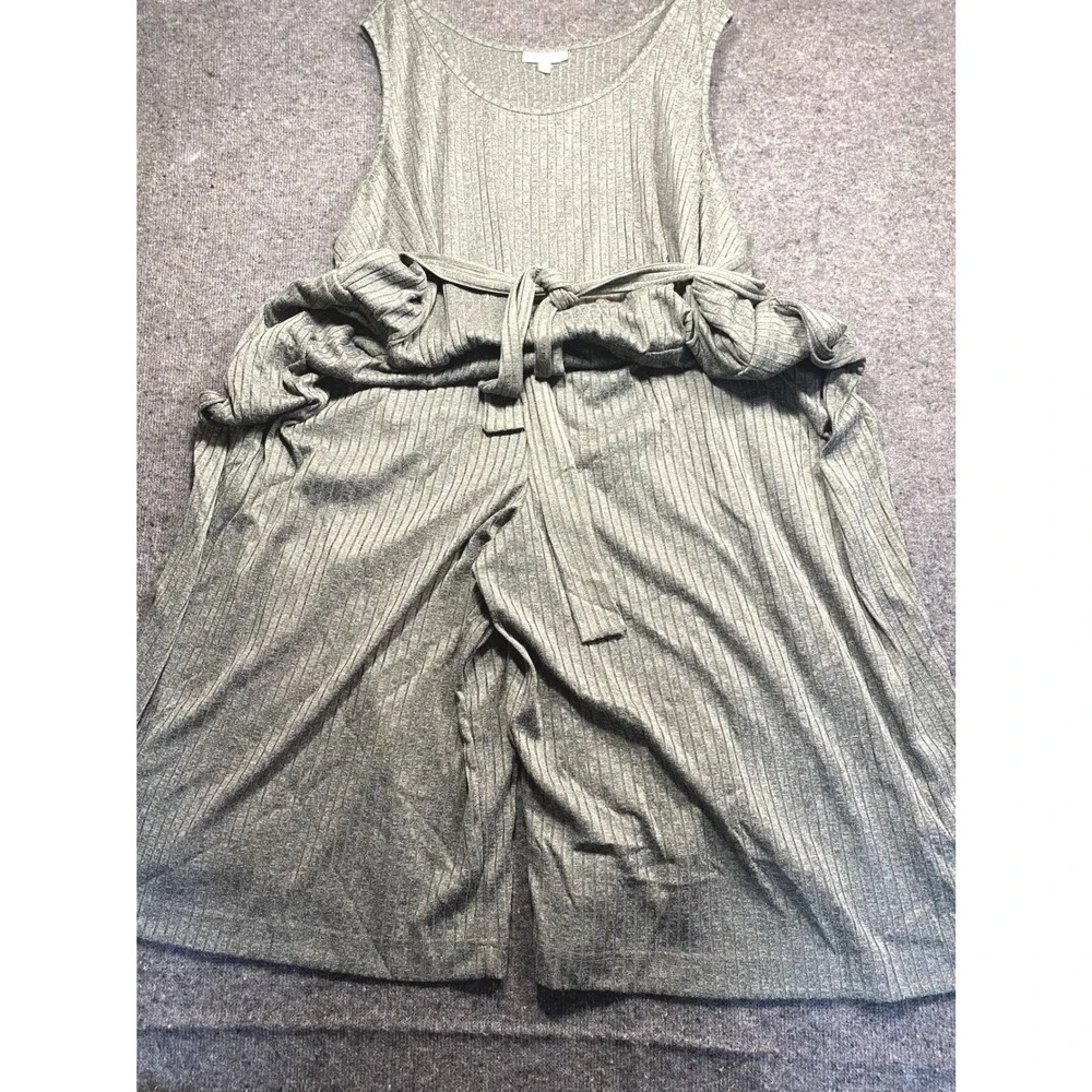 Woman Within Olive Green Ribbed Knit Wide Leg Sleeveless Jumpsuit Plus Size 5X
